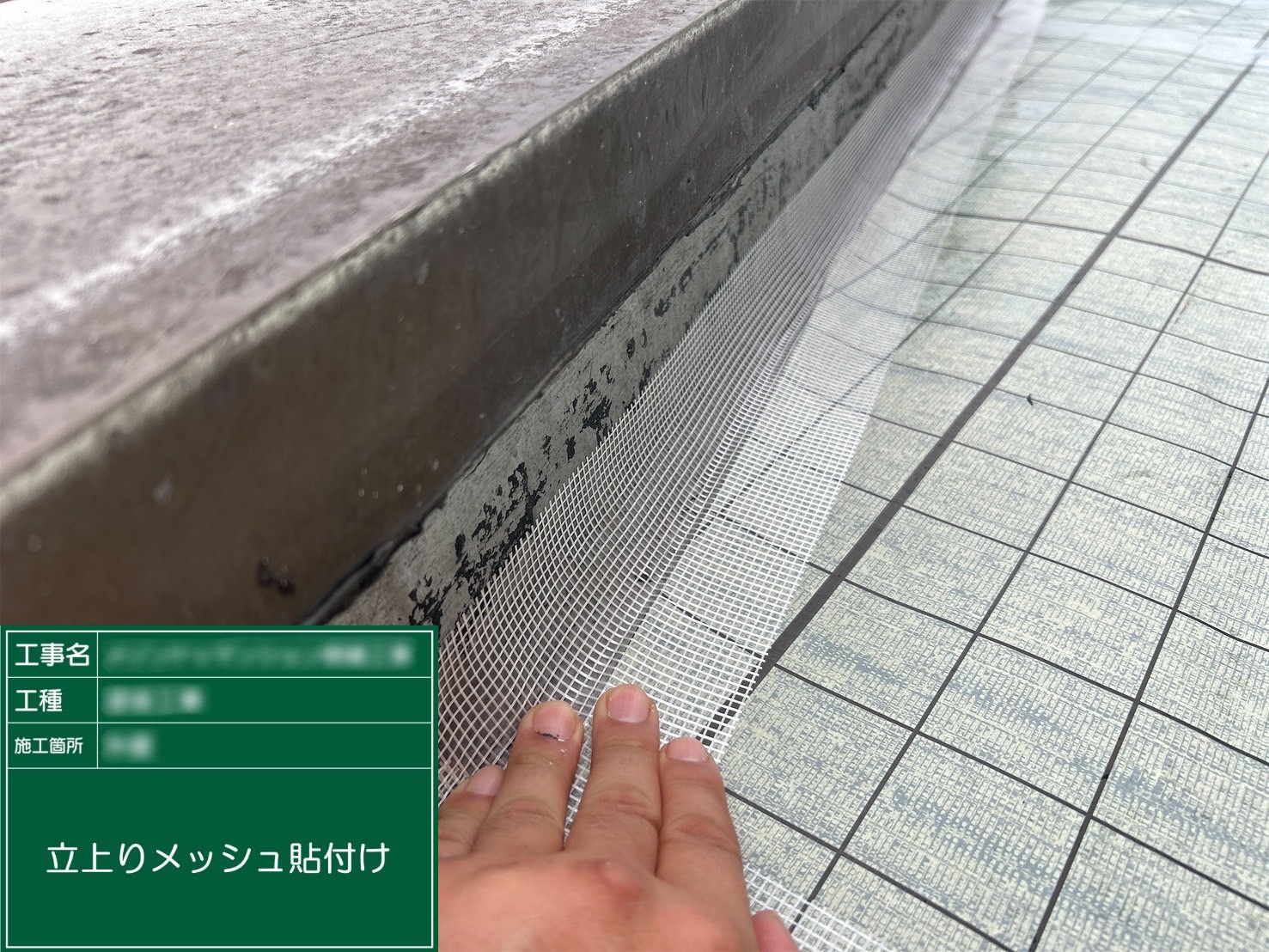 ⑬立上りメッシュ貼付け